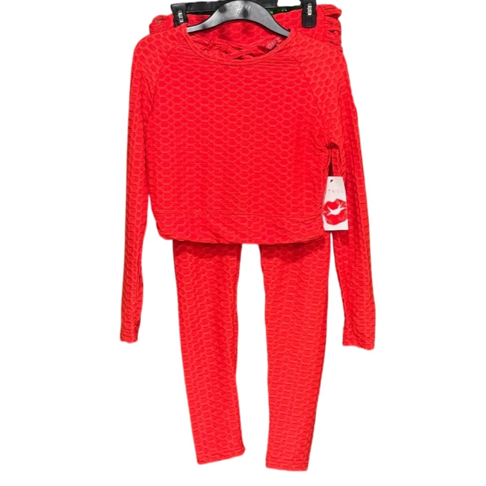 HOT KISS Women's Size XL 2pc Red Honeycomb Set New with Tag Stretch